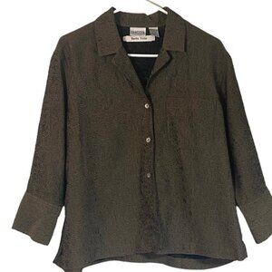 Chico’s Womens Martha Foster Jacket Blazer Size 8 Fairy Grunge Brown Career